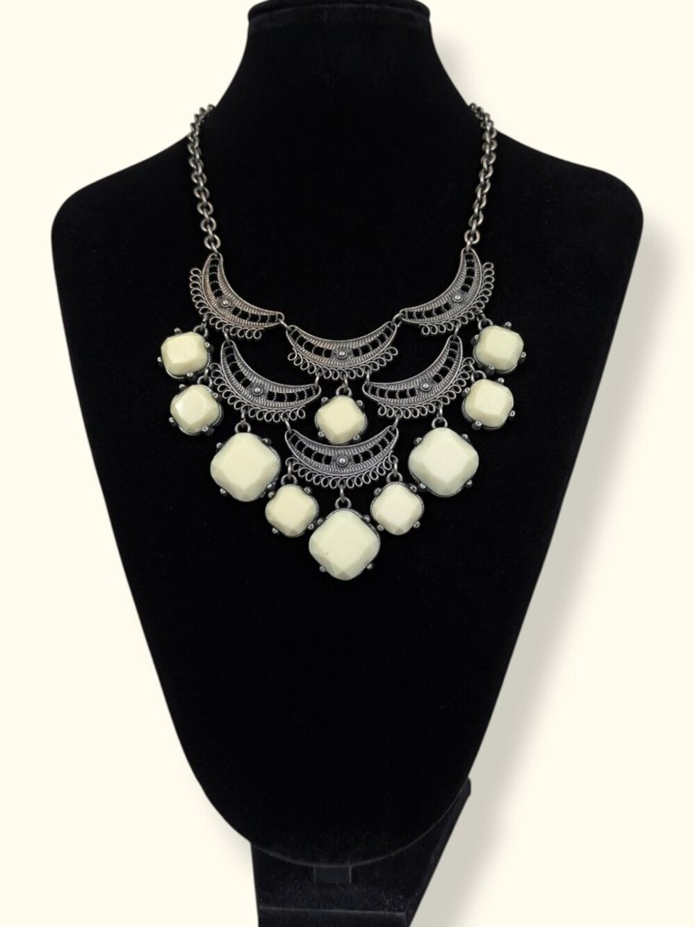 Erica Lyons White Stone Crescent Statement Necklace